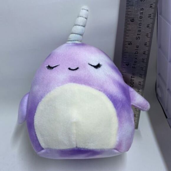 Squishmallow 5” Nabila the Purple Narwhal Plush Stuffed Animal Kellytoy Easter - Picture 2 of 5